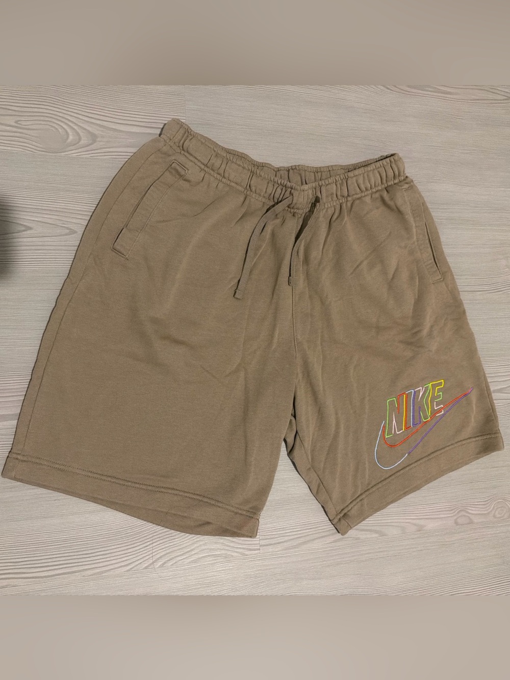 Nike Khaki Logo Tag Fleece Shorts